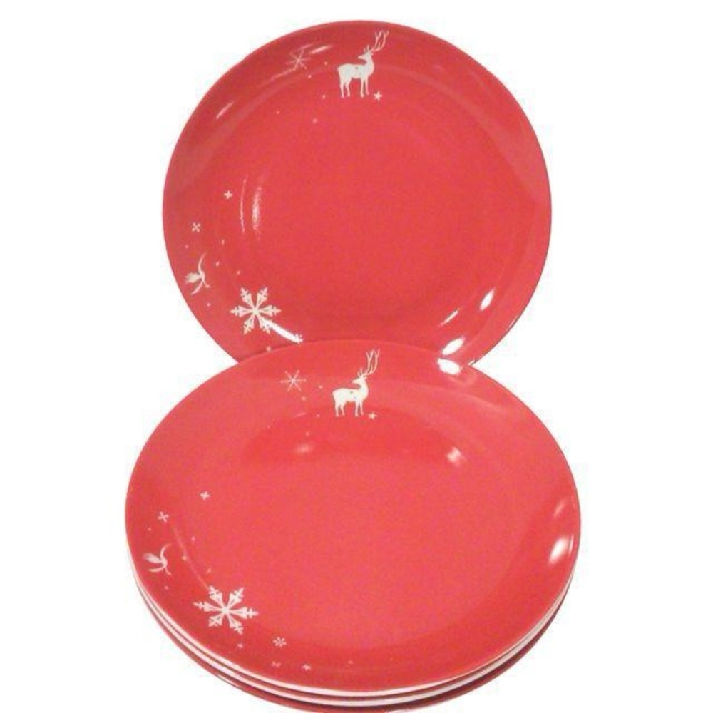 Vintage Tord Boontje Red Porcelain Salad Dessert Plates Set of Four